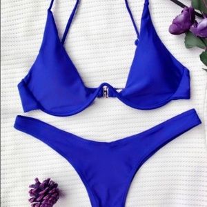 Blue Push Up Plunge Sexy Swimsuit NEW
